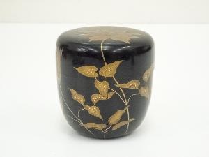 正春造　漆塗草花蒔絵中棗